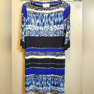 Donna Morgan Shades of Blue Elbow Length Sleeve Dress, 8